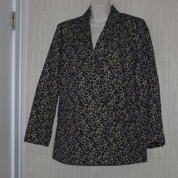 The Kooples Paris Leopard Print Brown Gold Women Oversize Blazer Size:2 - Picture 1 of 7